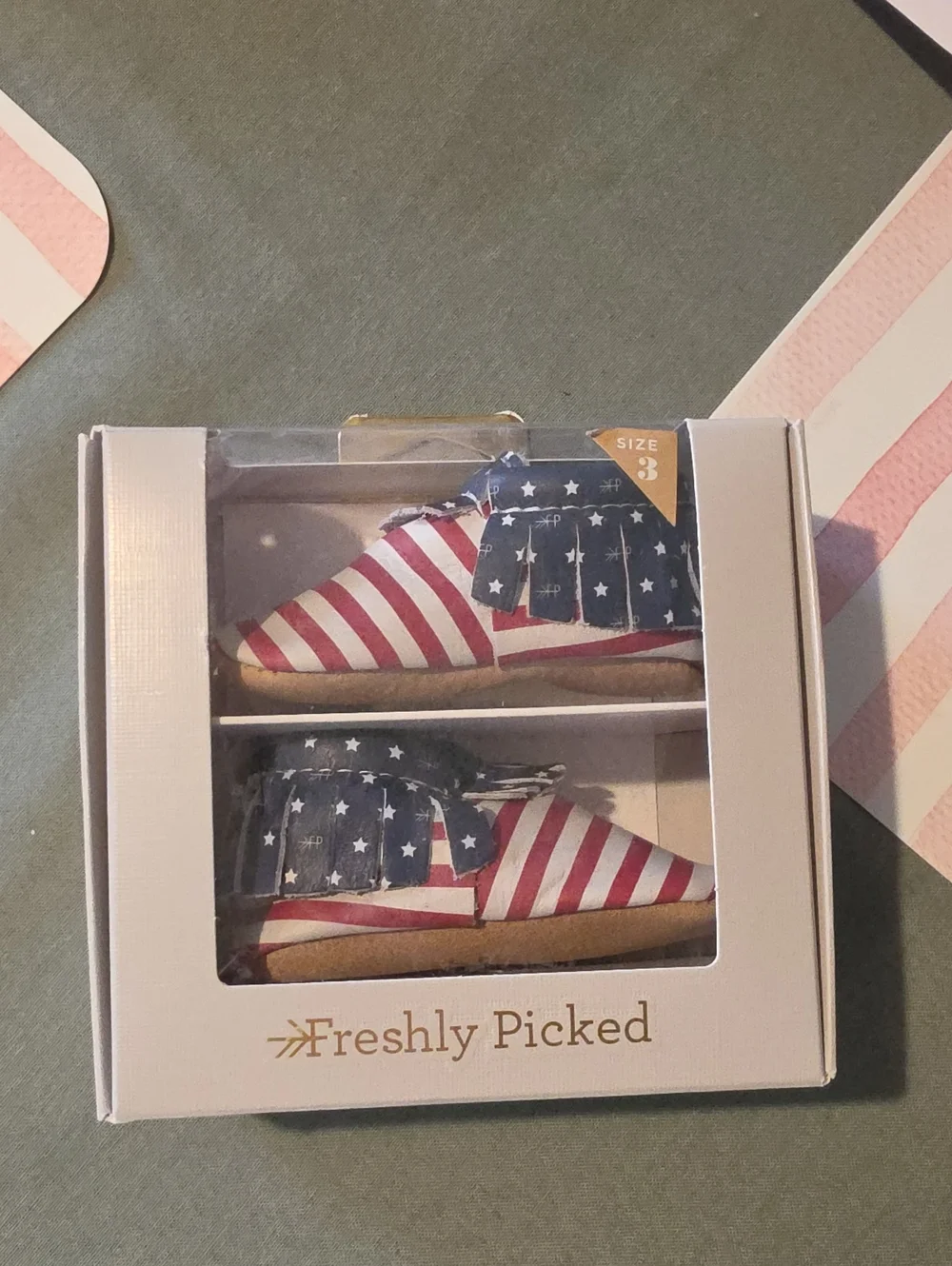 Freshly Picked Red, White & Blue Stars Moccasins